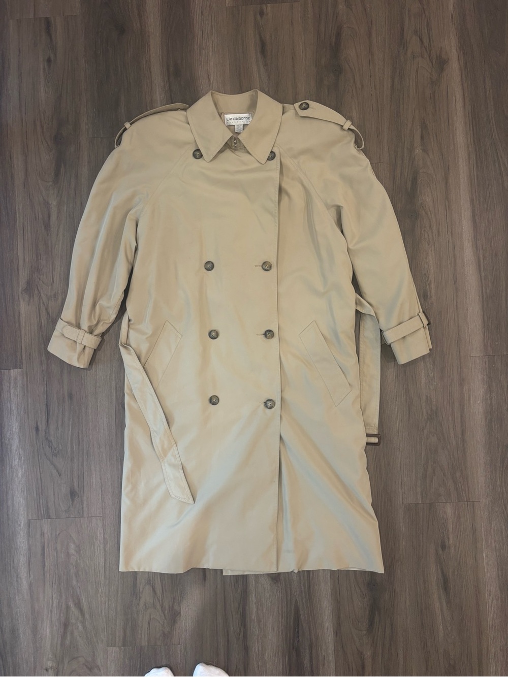 Liz Claiborne Beige Double-Breasted Trench Coat